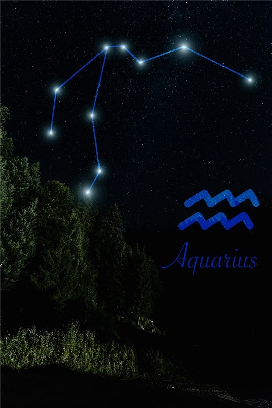 A night sky with Aquarius constellation
