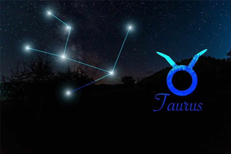 Taurus constellation in night sky
